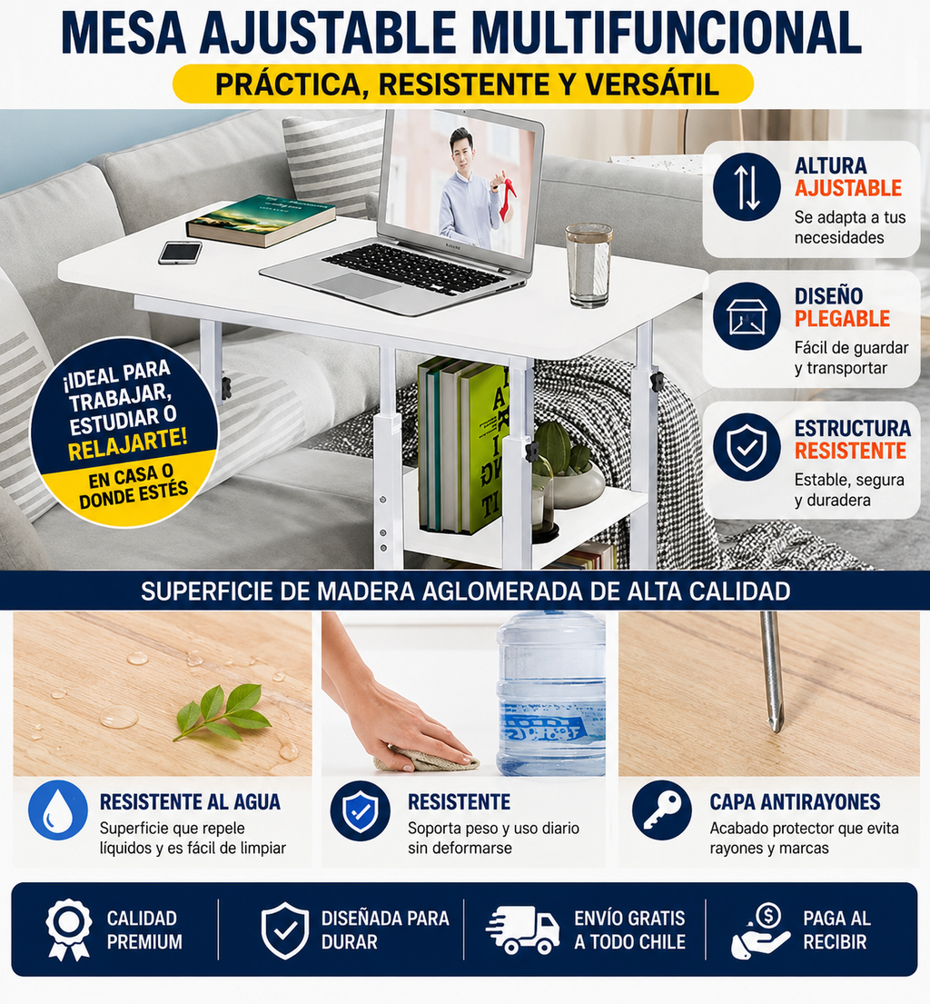 Mesa Auxiliar Multifuncional con Estante